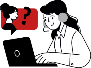 illustration stylisée d'une femme sur un ordinateur portable en visioconférence