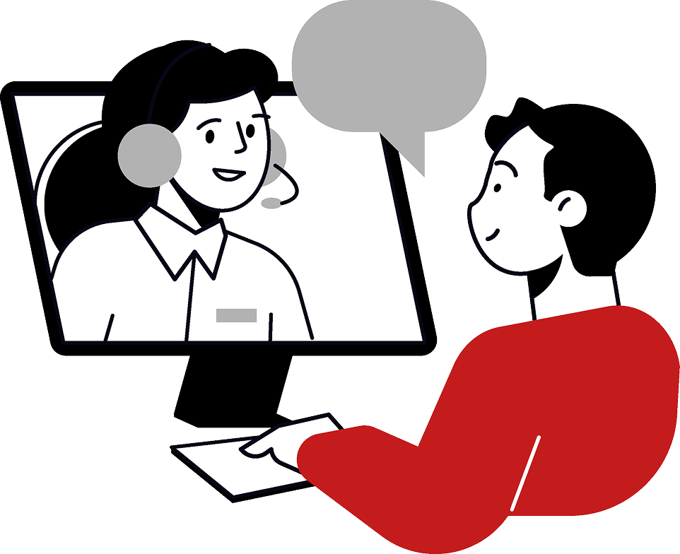 illustration stylisée d'un homme en visio conférence avec une femme